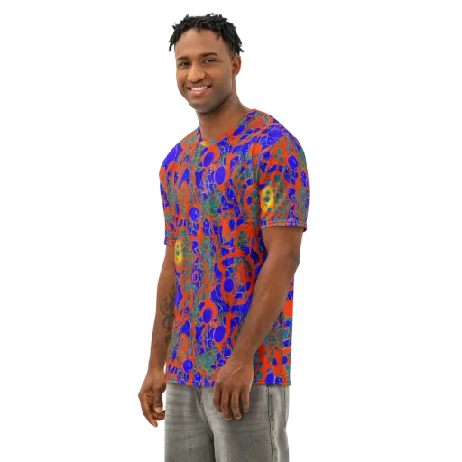 Burning Mosaic on a Men's Cotton Crew Neck T-Shirt