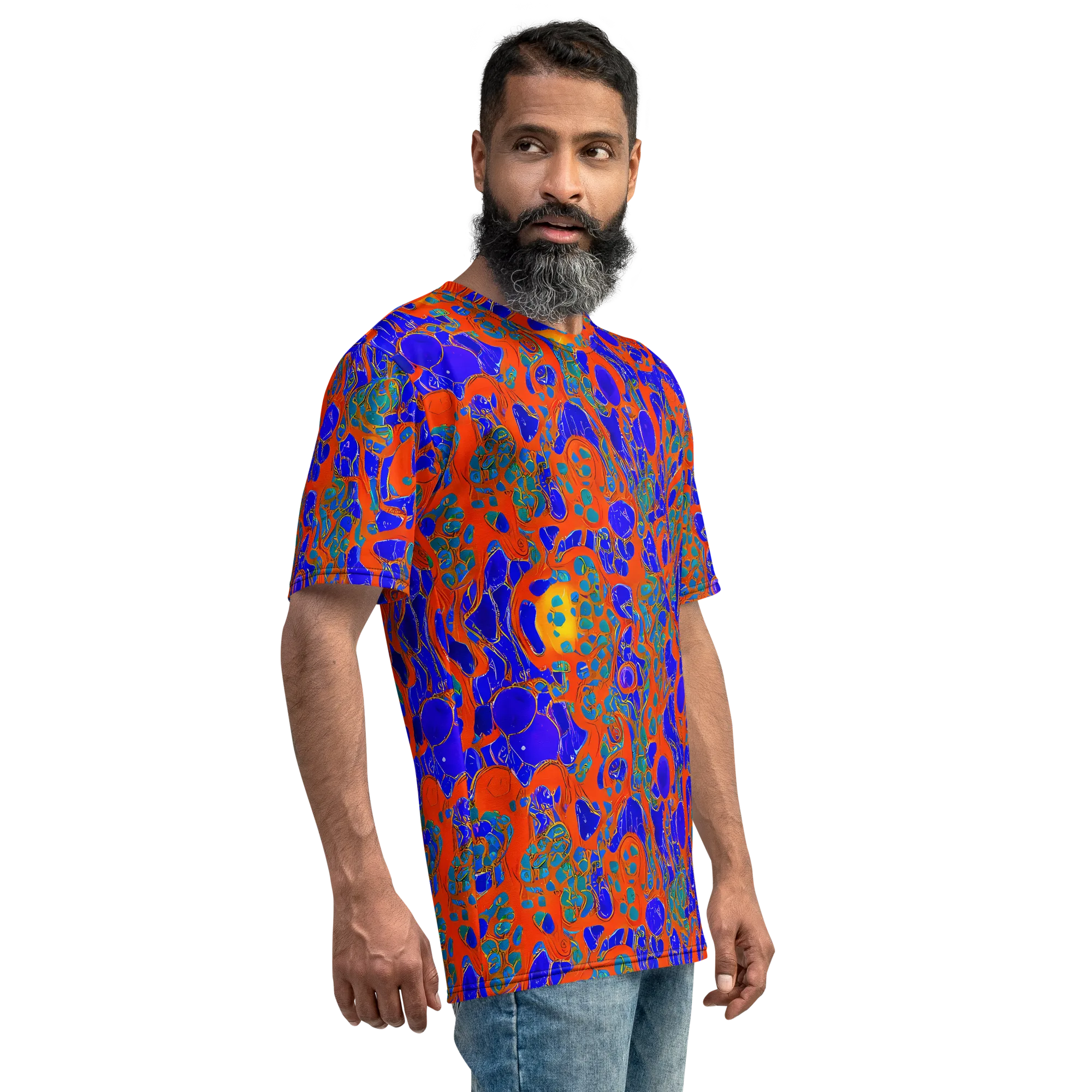 Burning Mosaic on Men's Crew Neck T-Shirt — Right