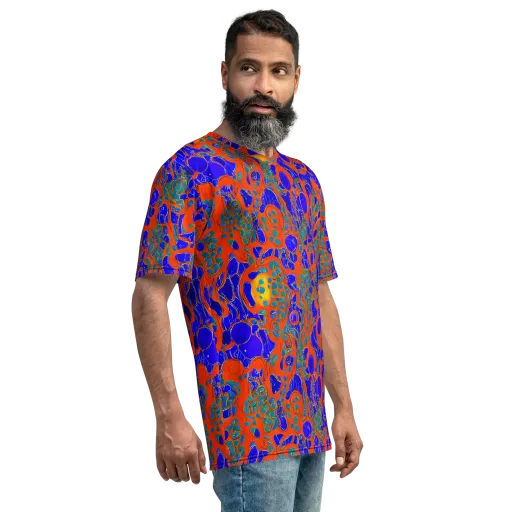 Burning Mosaic on a Men's Crew Neck T-Shirt