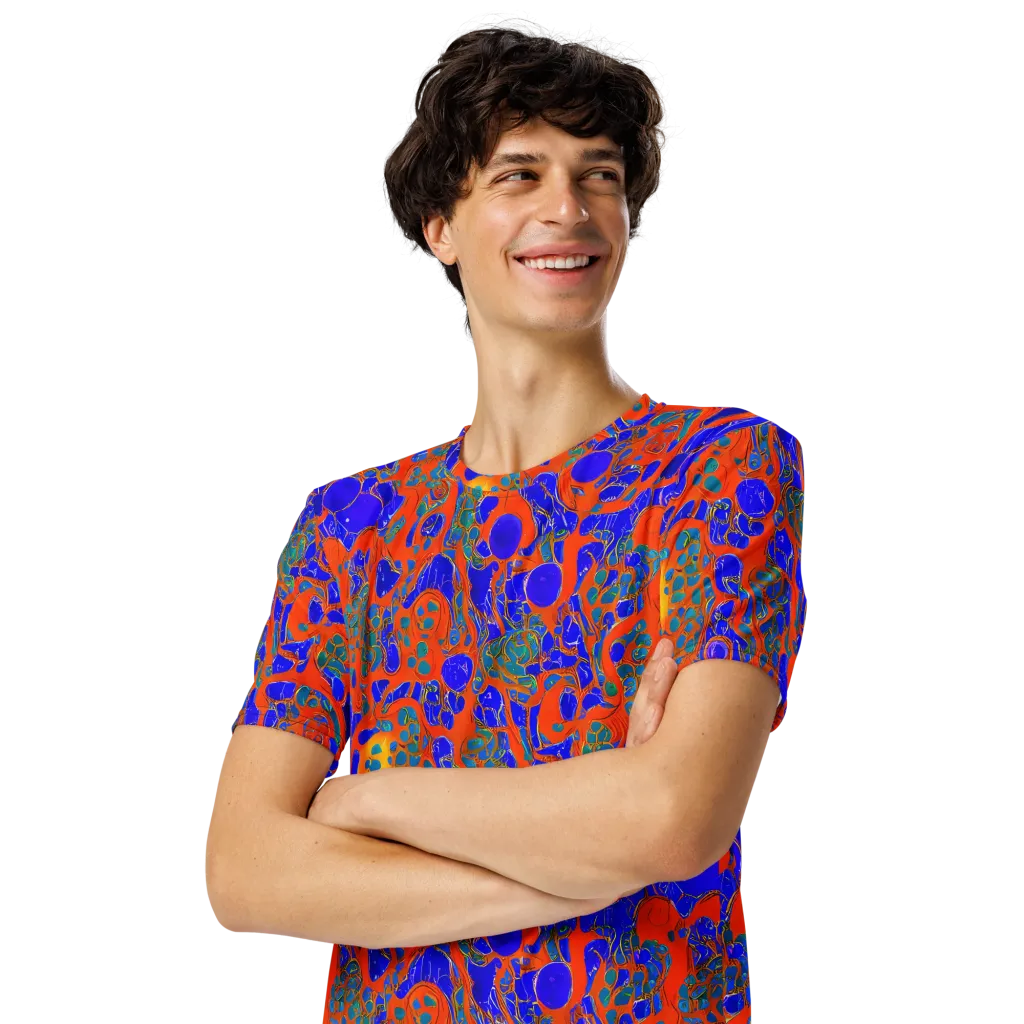 Burning Mosaic on Men's Crew Neck T-Shirt — Left Front