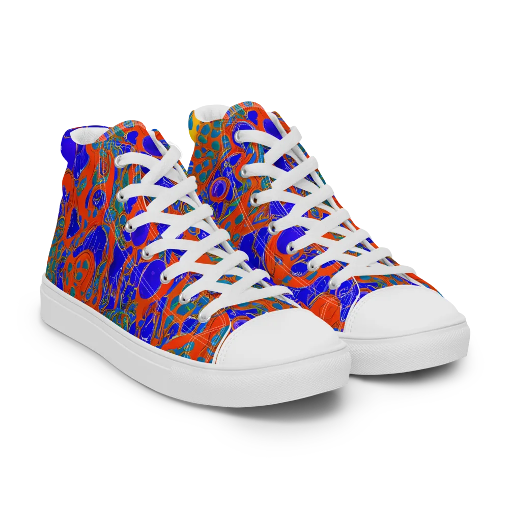 Burning Mosaic on Men's High Top Canvas Shoes — Right Front