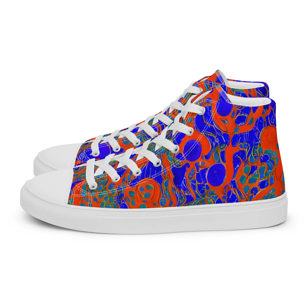 Burning Mosaic on Men's High Top Canvas Shoes — Left