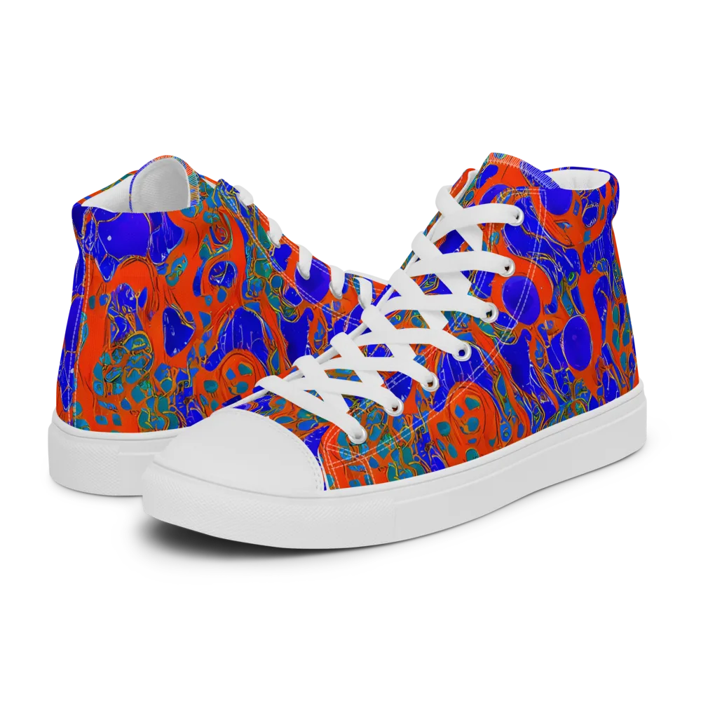 Burning Mosaic on Men's High Top Canvas Shoes — Left