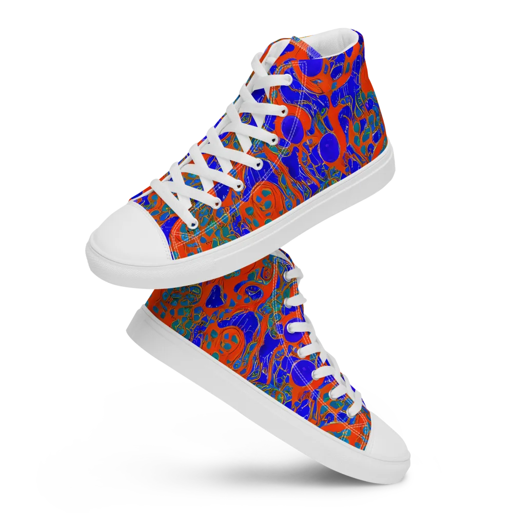 Burning Mosaic on Men's High Top Canvas Shoes — Front