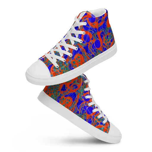 Burning Mosaic on a Men's High Top Canvas Shoes