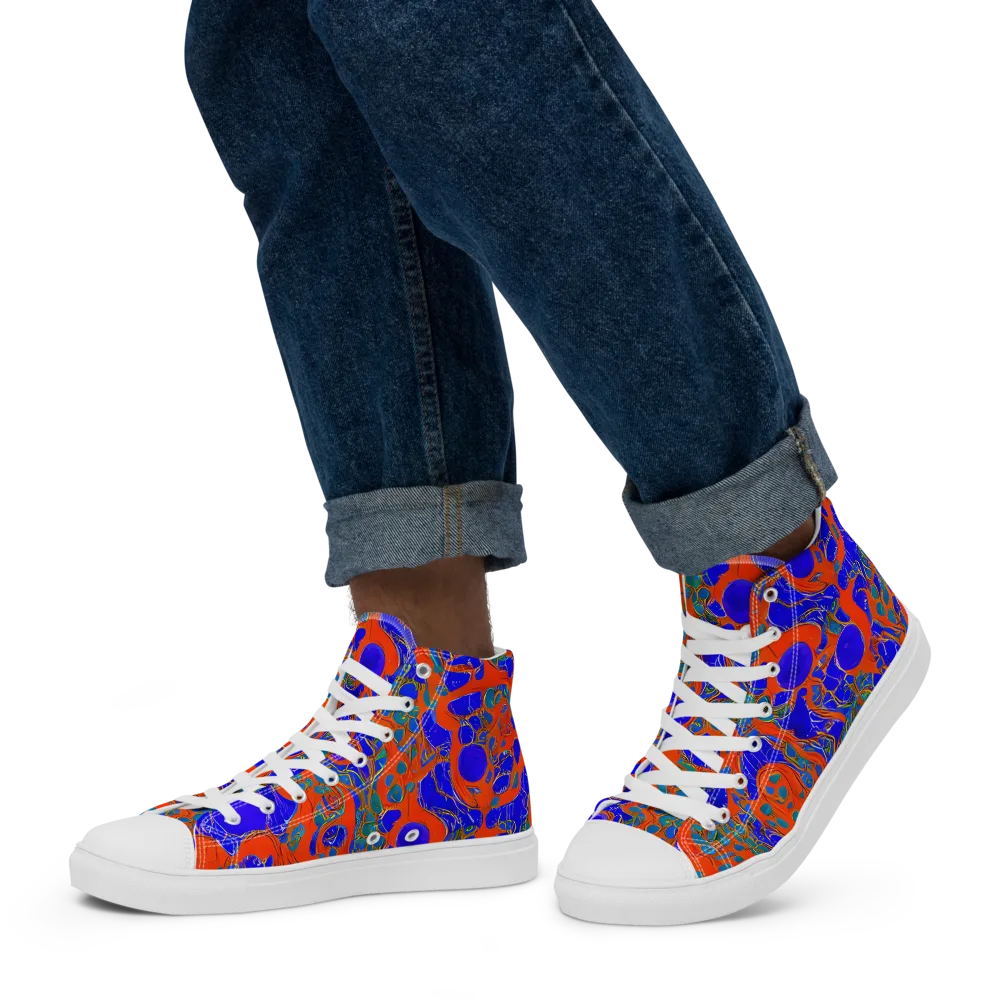 Burning Mosaic on Men's High Top Canvas Shoes — Left