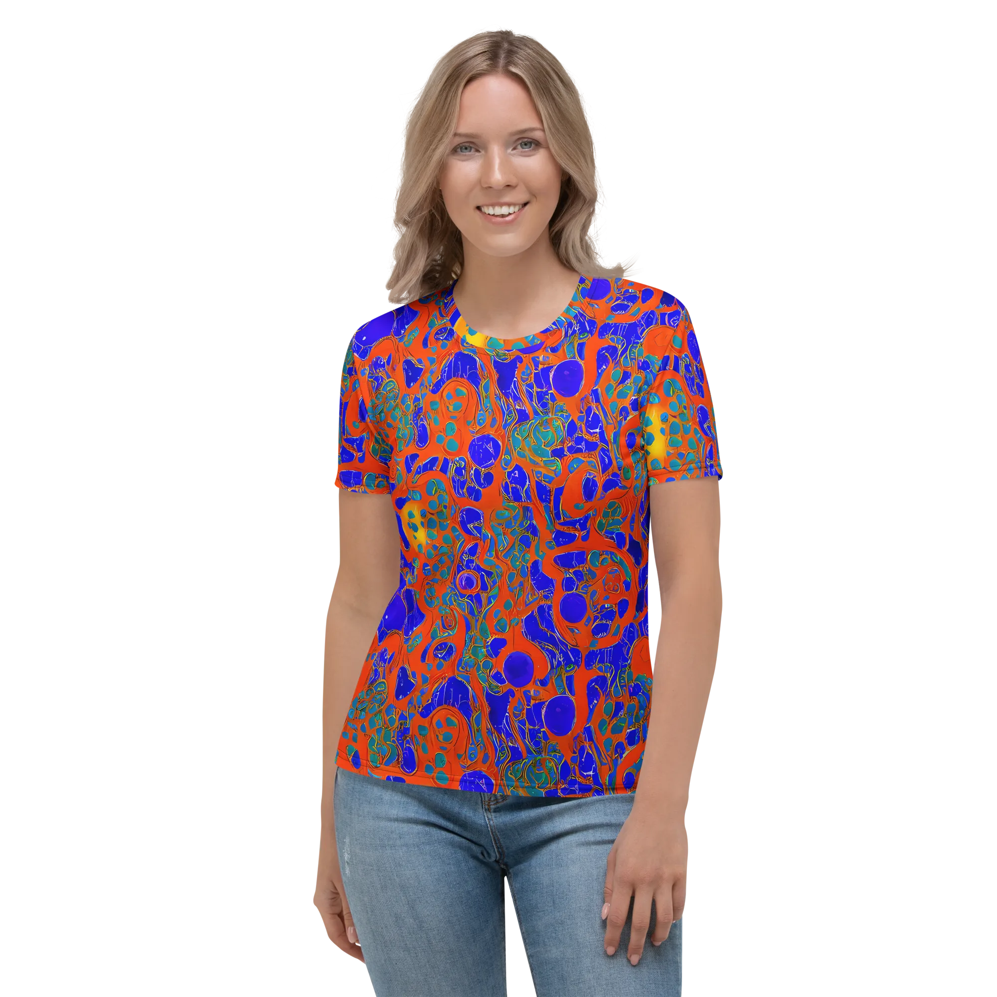 Burning Mosaic on Women's Crew Neck T-Shirt — Front
