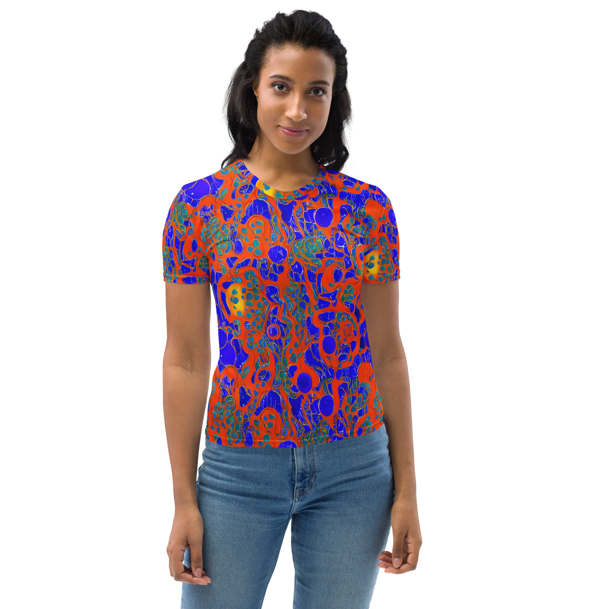 Burning Mosaic on Women's Crew Neck T-Shirt — Front
