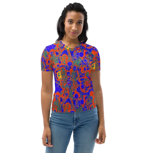 Burning Mosaic on a Women's Crew Neck T-Shirt