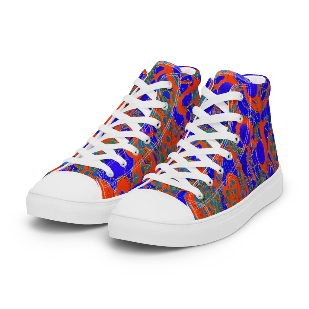 Burning Mosaic on Women's High Top Canvas Shoes — Left Front
