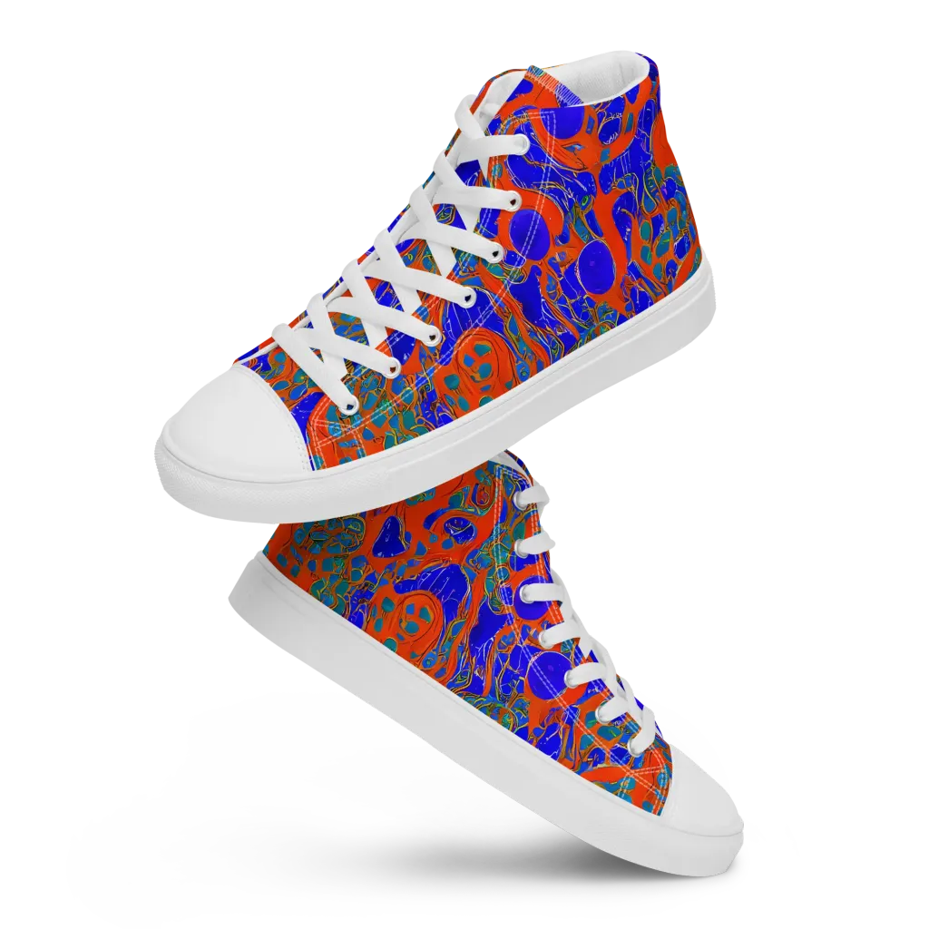 Burning Mosaic on Women's High Top Canvas Shoes — Front