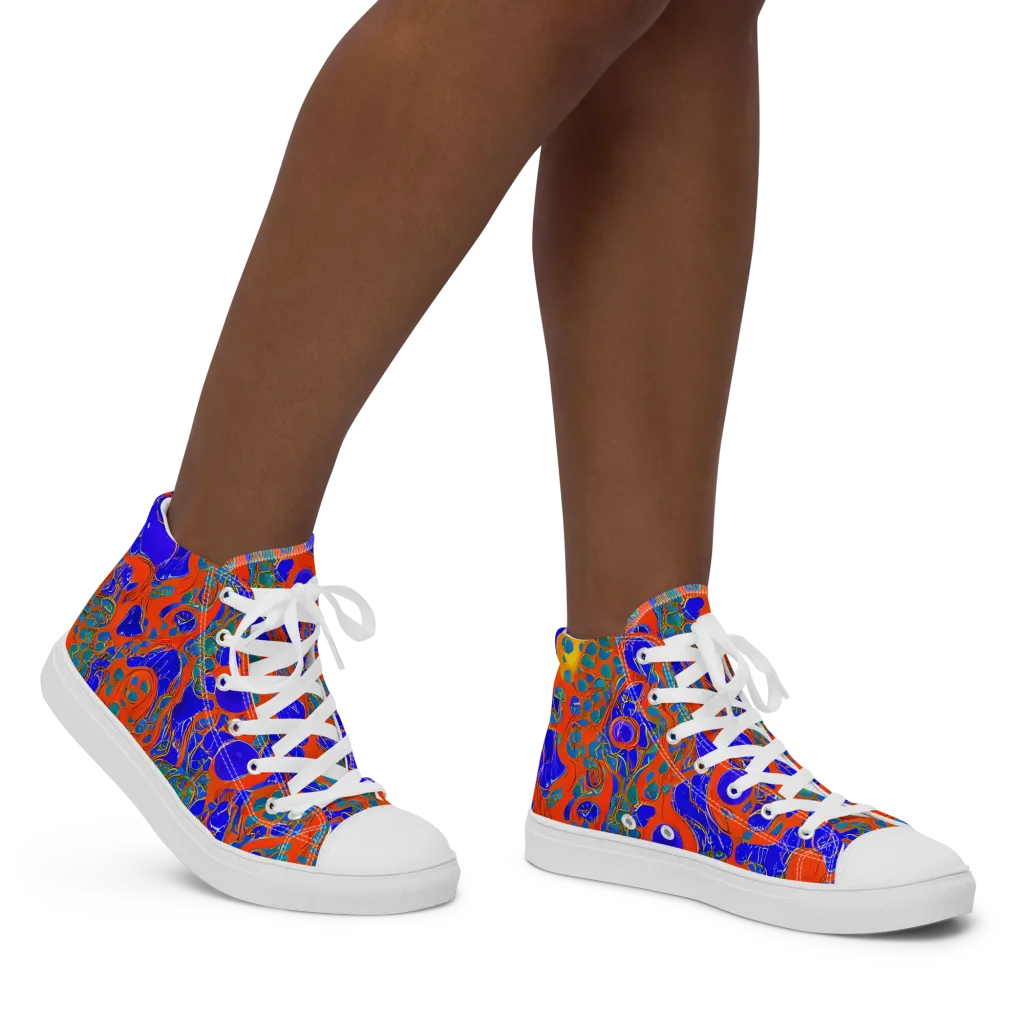 Burning Mosaic on Women's High Top Canvas Shoes — Right