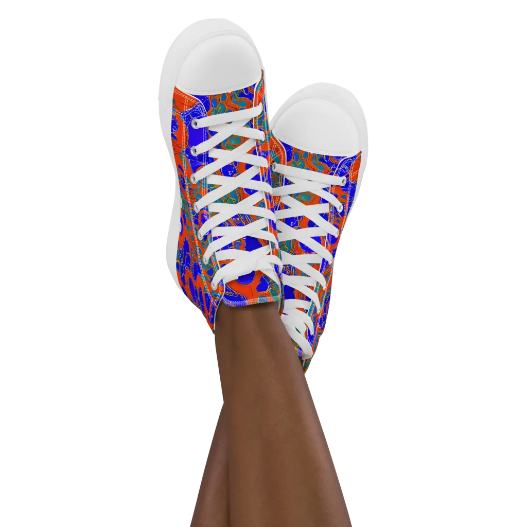 Burning Mosaic on Women's High Top Canvas Shoes — Front