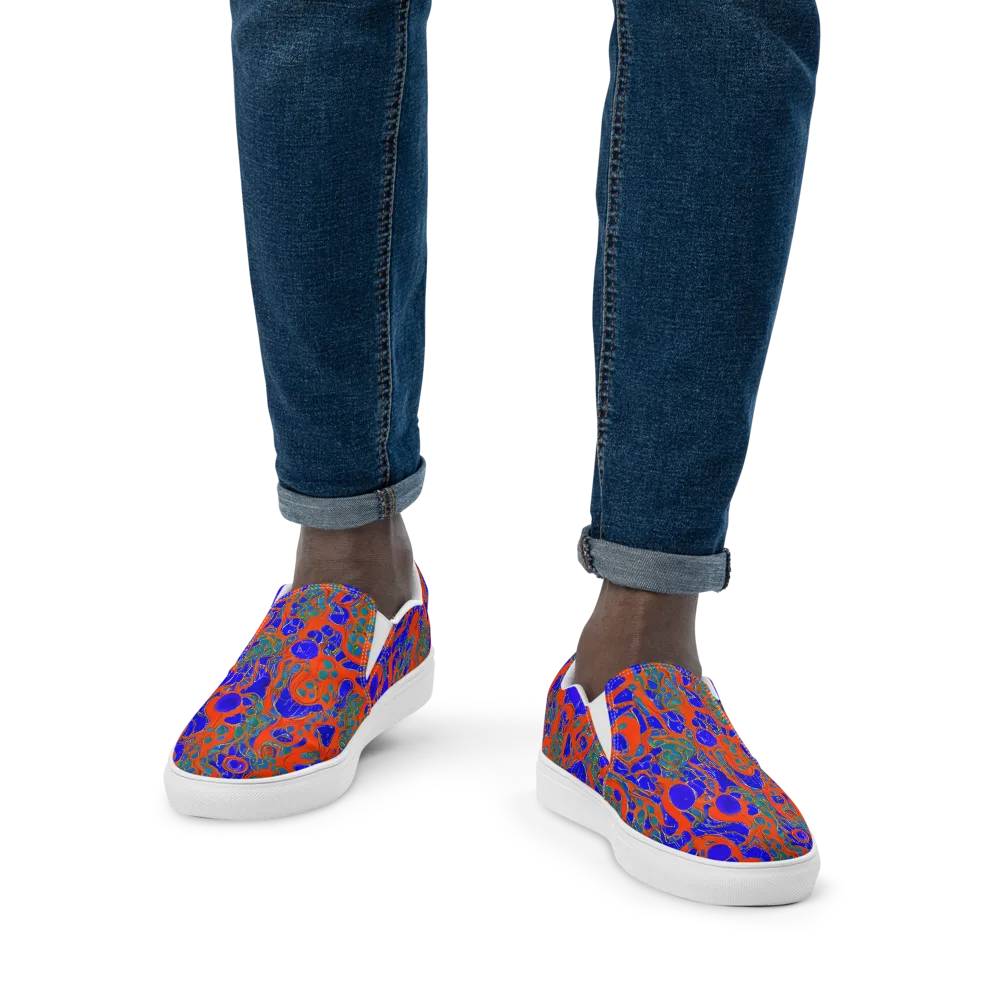 Burning Mosaic on Men's Slip-On Canvas Shoes — Front