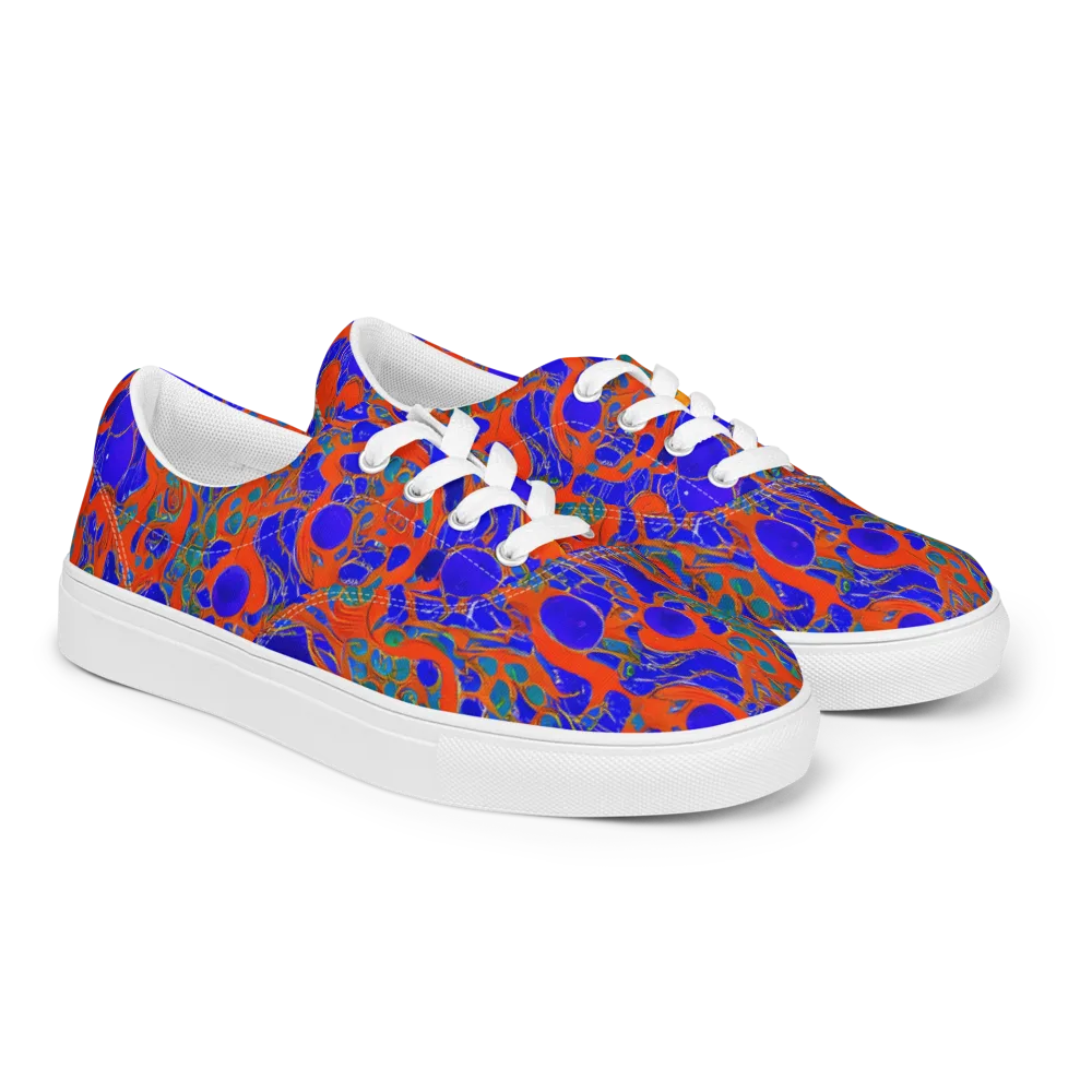 Burning Mosaic on Men's Lace-Up Canvas Shoes — Right Front