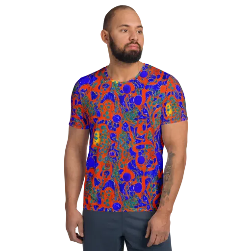 Burning Mosaic on a Men's Athletic T-Shirt