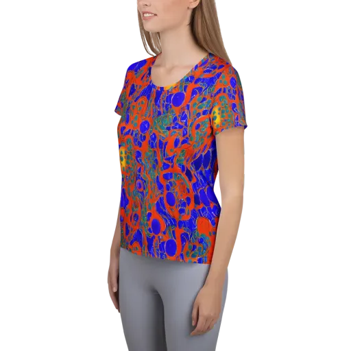Burning Mosaic on a Women's Athletic T-Shirt