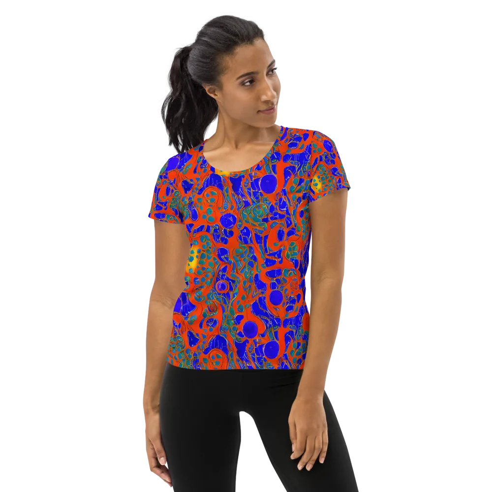 Burning Mosaic on Women's Athletic T-Shirt — Front