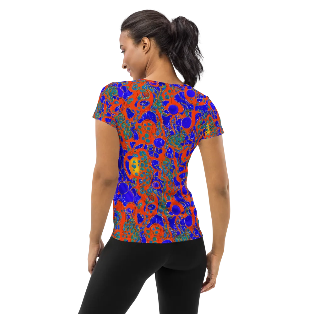 Burning Mosaic on Women's Athletic T-Shirt — Back
