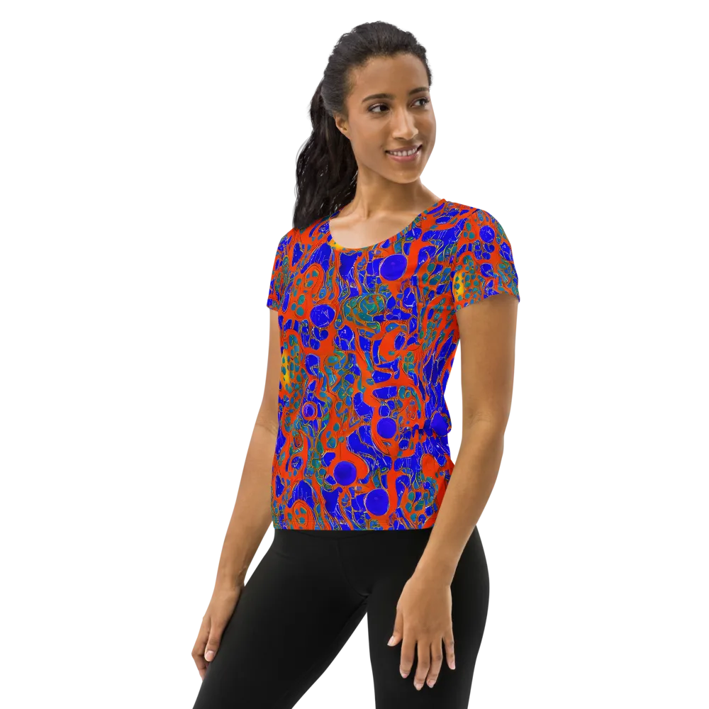 Burning Mosaic on Women's Athletic T-Shirt — Left