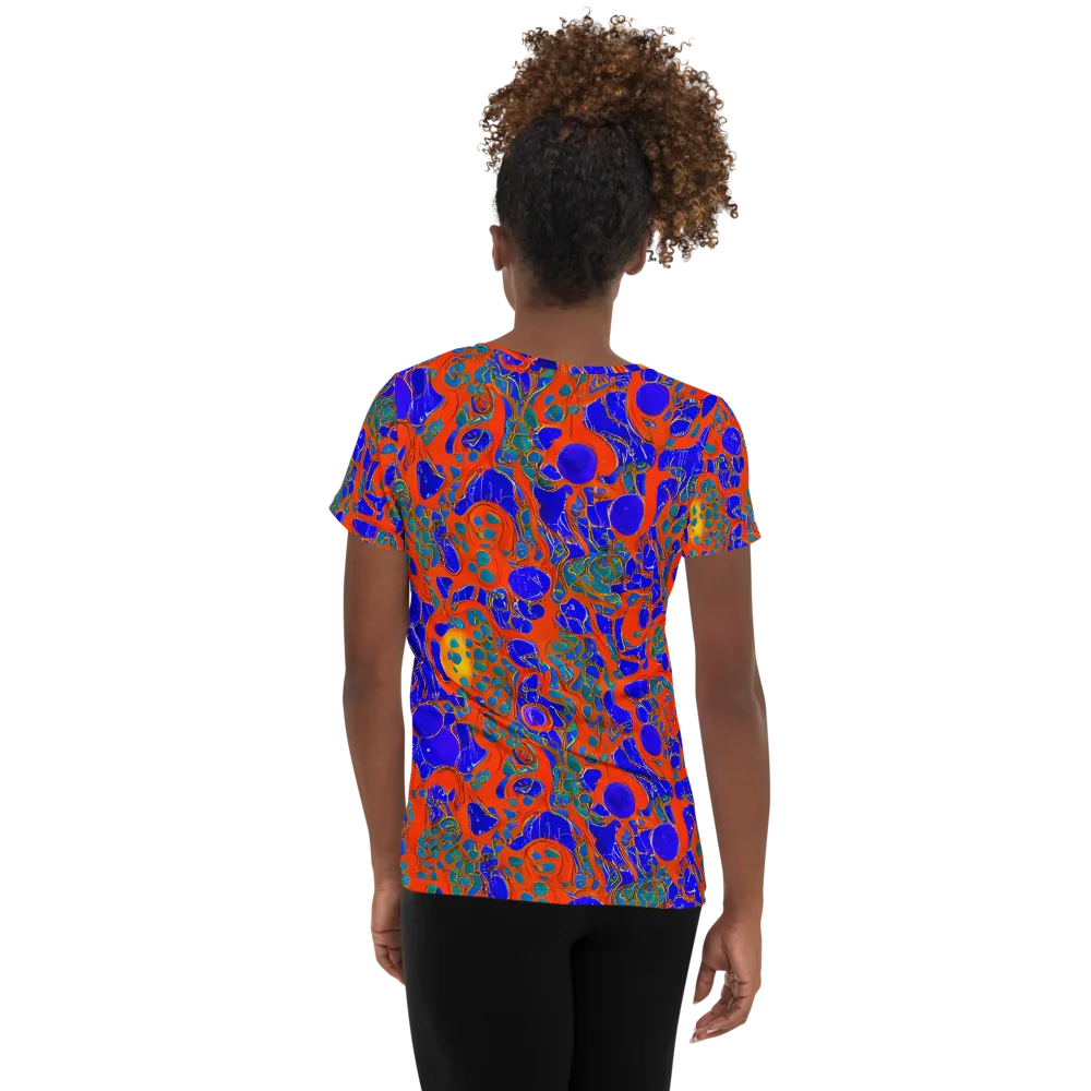 Burning Mosaic on Women's Athletic T-Shirt — Back