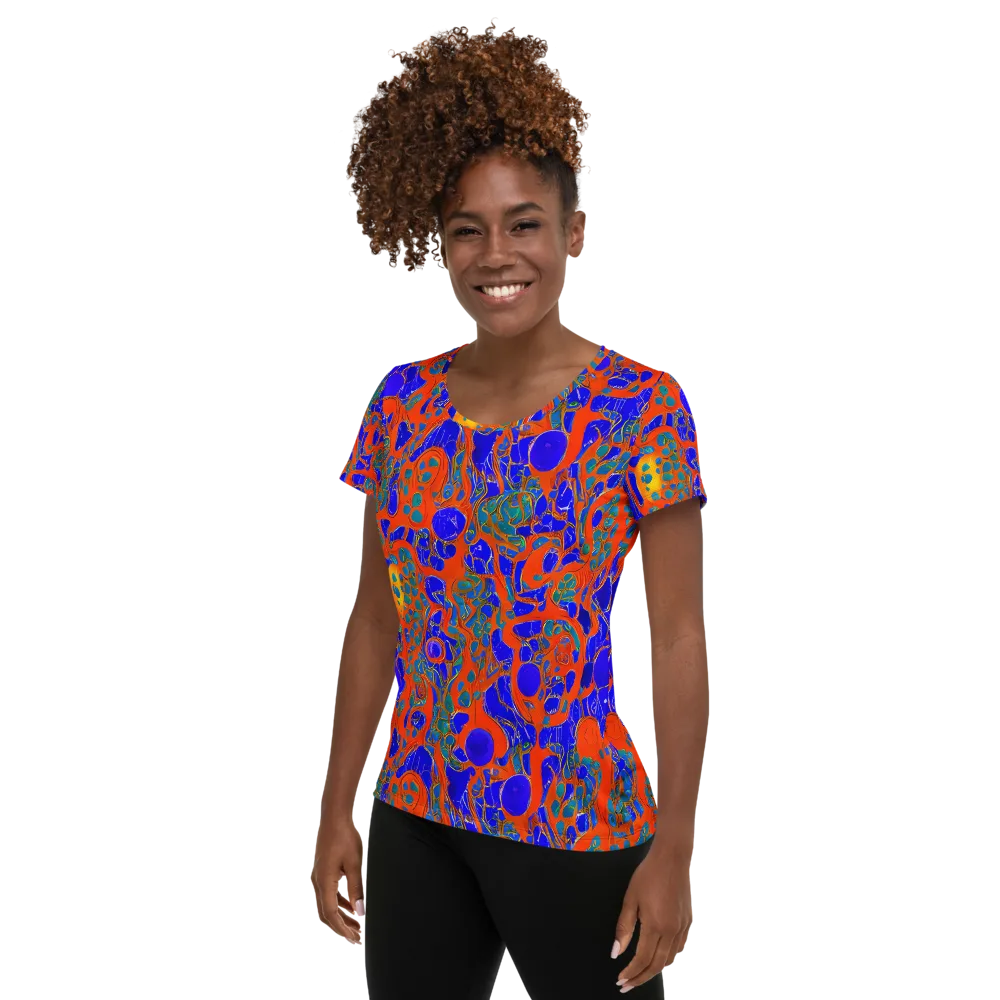 Burning Mosaic on Women's Athletic T-Shirt — Left