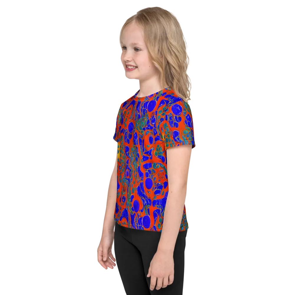 Burning Mosaic on Kids Crew Neck T-Shirt — Left