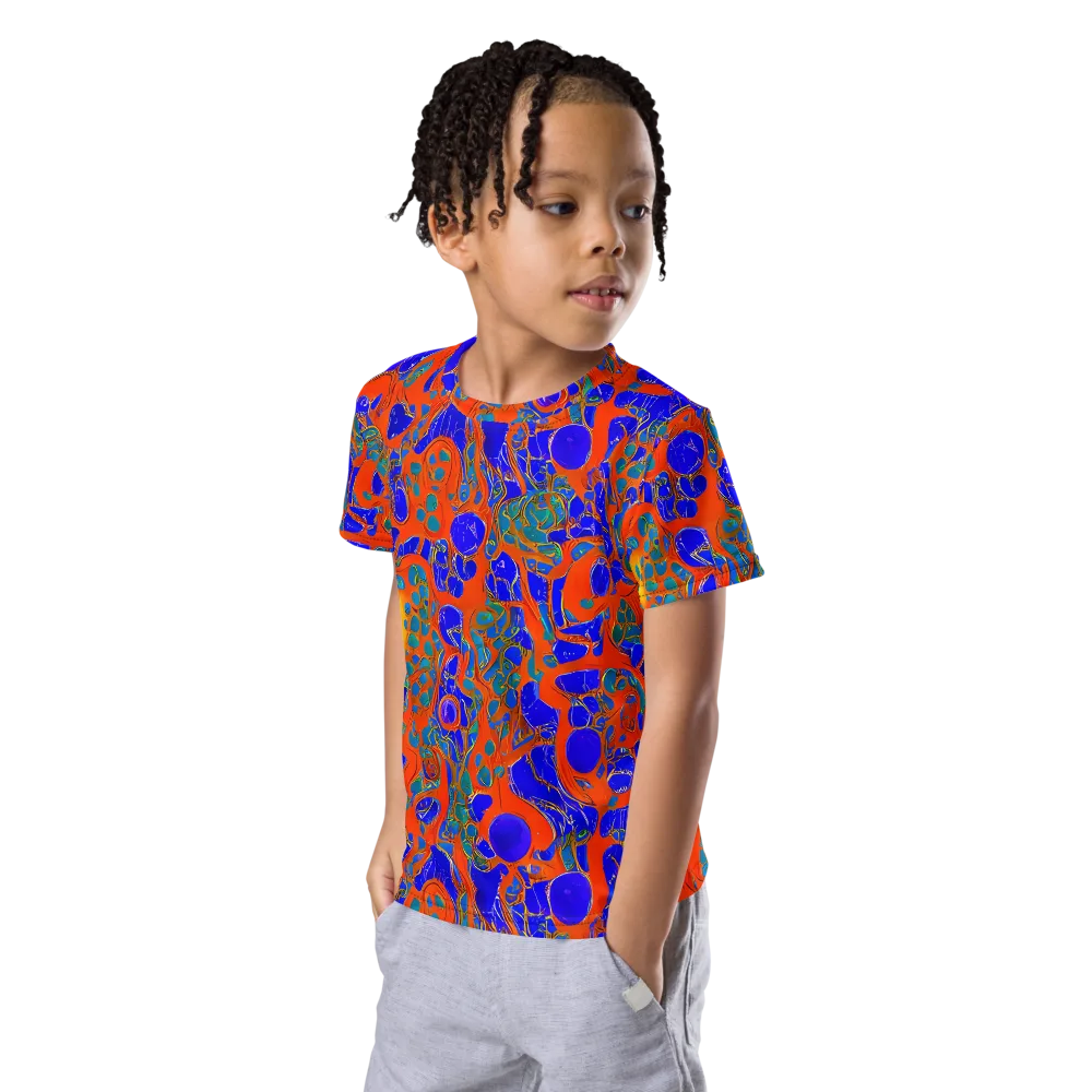 Burning Mosaic on Kids Crew Neck T-Shirt — Left Front
