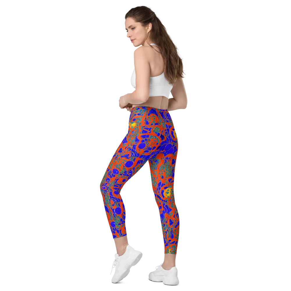 Burning Mosaic on Leggings with Pockets — Left Back