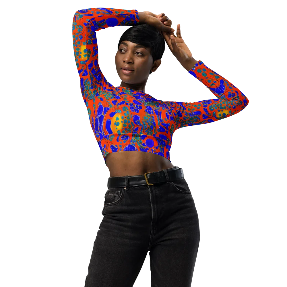Burning Mosaic on Long Sleeve Crop Top — Front