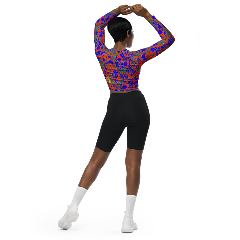 Burning Mosaic on Long Sleeve Crop Top — Back