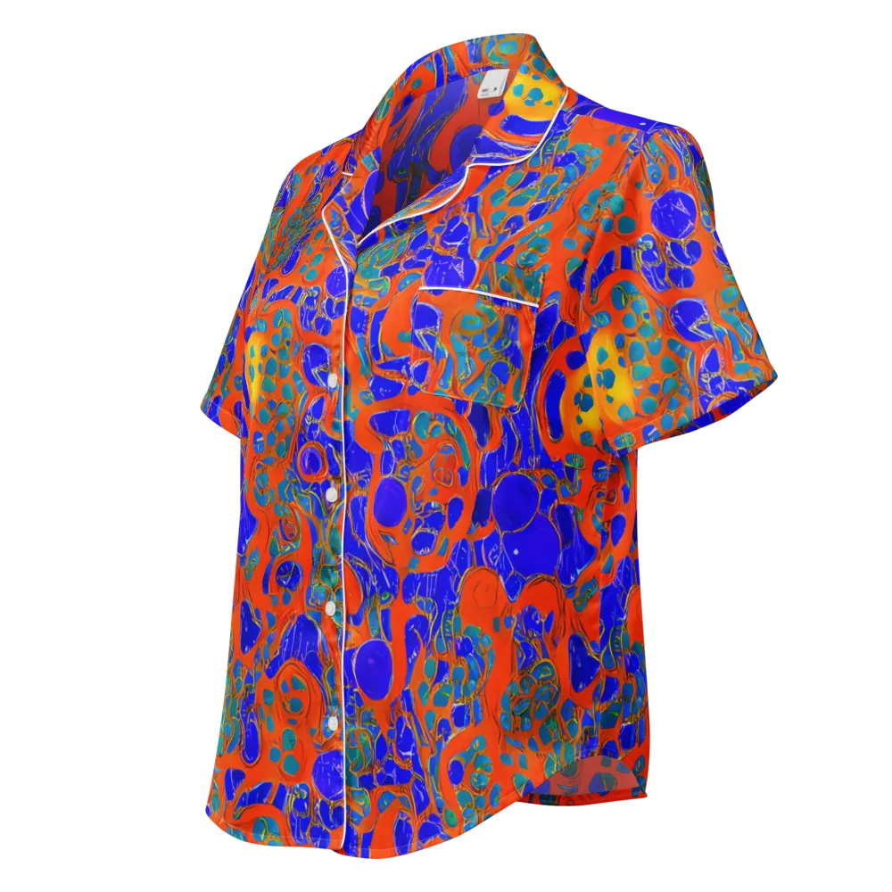 Burning Mosaic on Women's Short Sleeve Pajama Top — Left Front