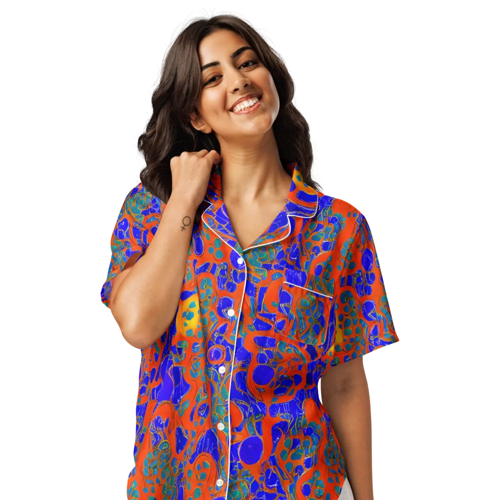 Burning Mosaic on Women's Short Sleeve Pajama Top — Front