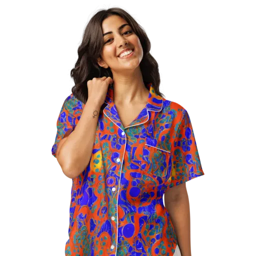 Burning Mosaic on a Women's Short Sleeve Pajama Top