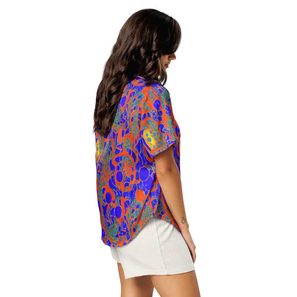 Burning Mosaic on Women's Short Sleeve Pajama Top — Right Back