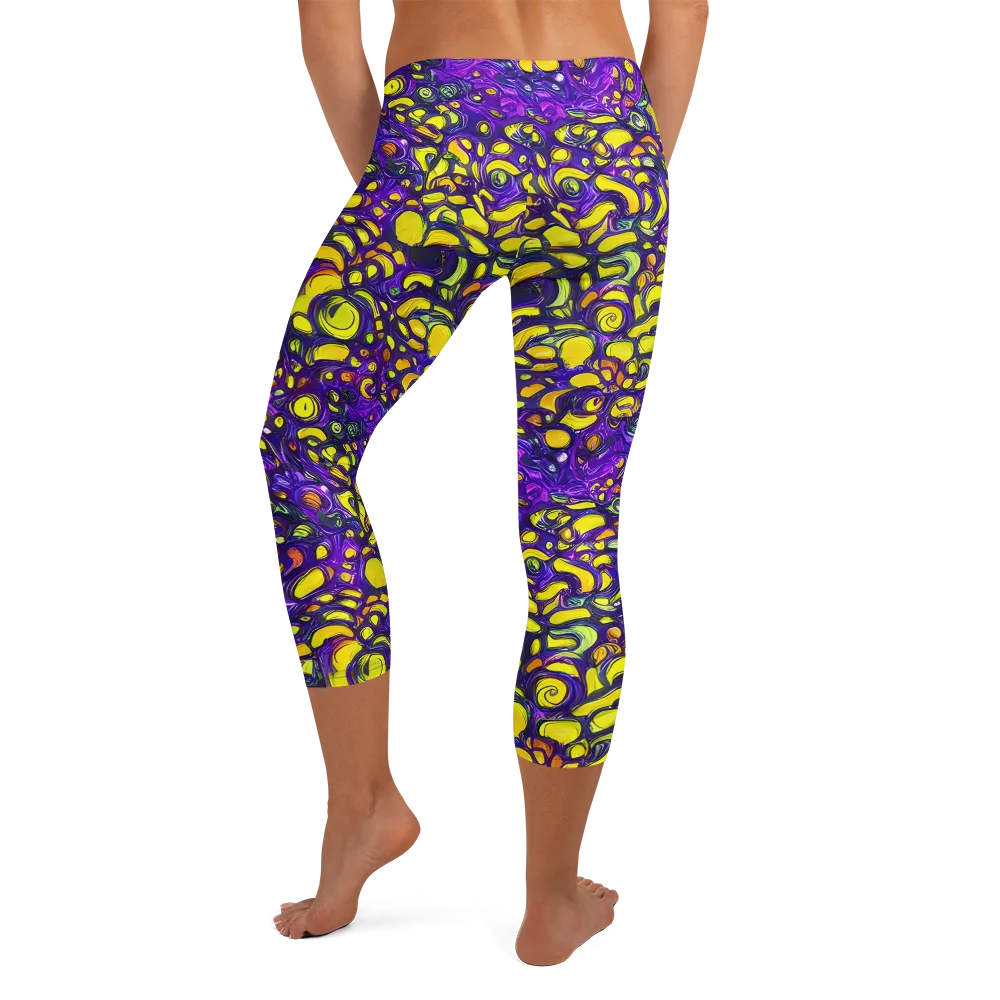 Lemon Labyrinth on Capri Leggings — Back