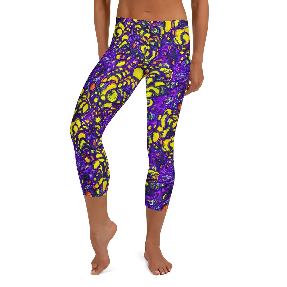 Lemon Labyrinth on Capri Leggings — Front
