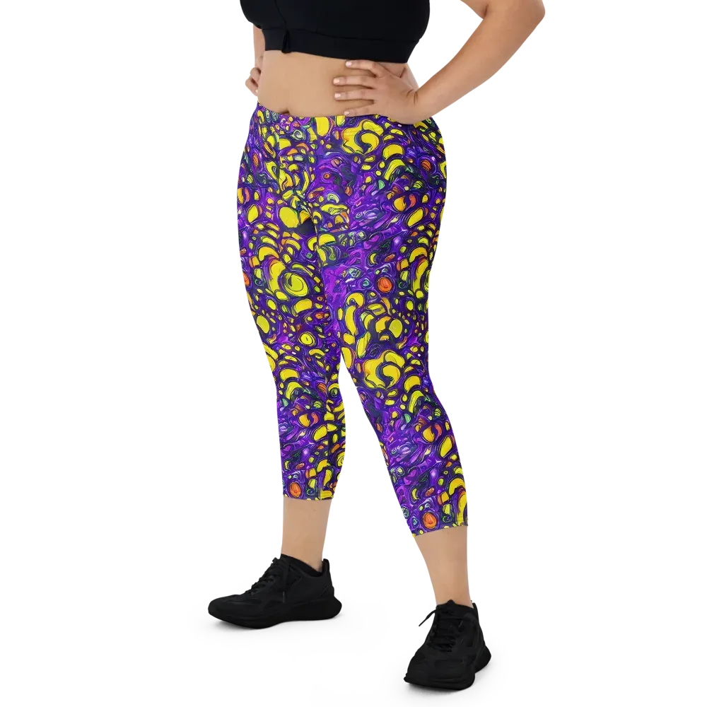 Lemon Labyrinth on Capri Leggings — Front