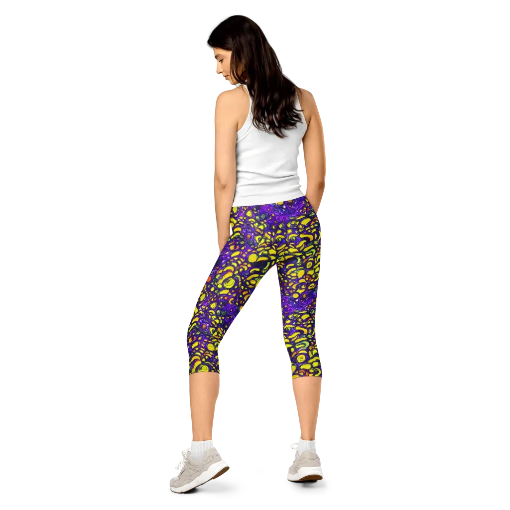 Lemon Labyrinth on Capri Leggings — Back