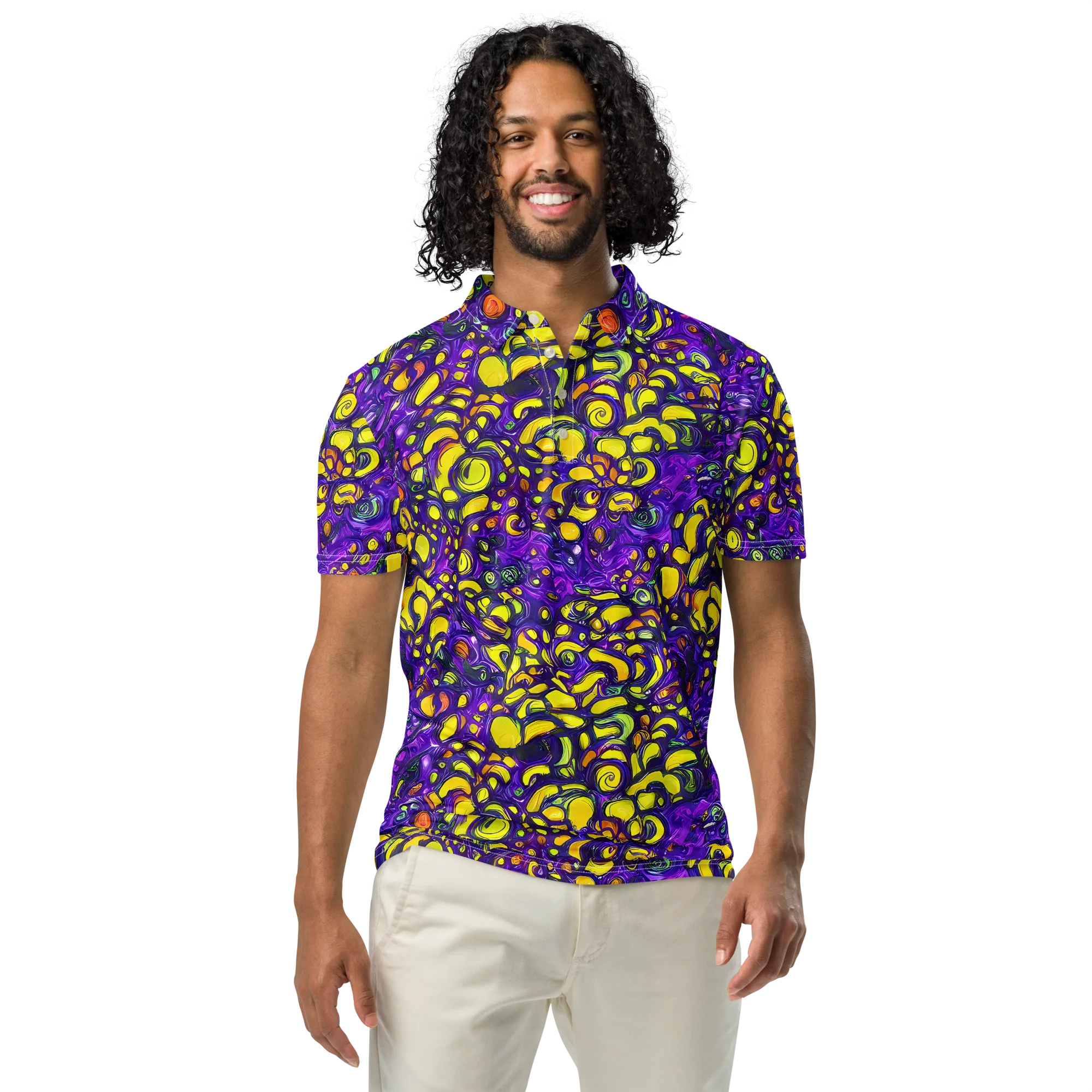 Lemon Labyrinth on Men's Slim Fit Polo Shirt — Front