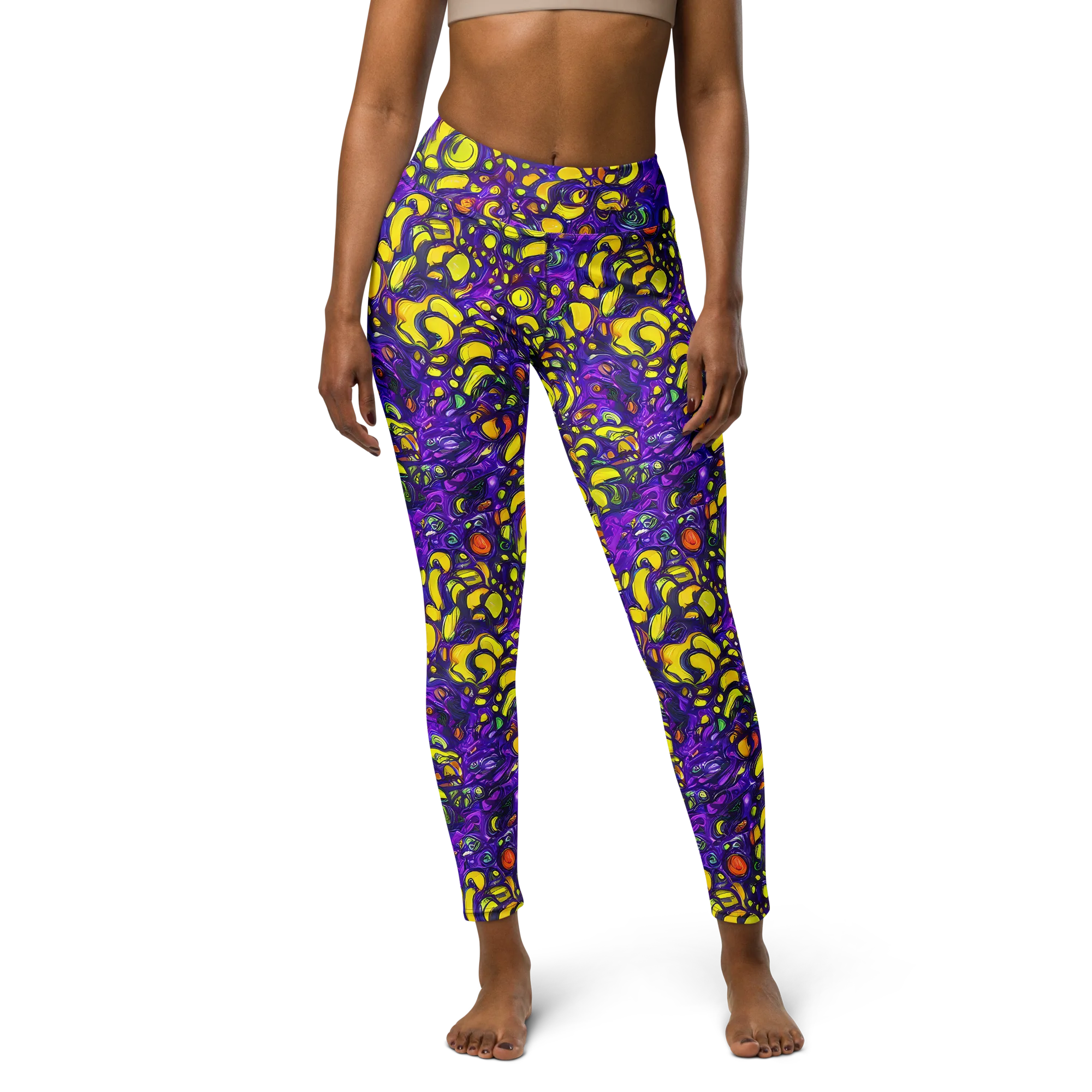 Lemon Labyrinth on Yoga Leggings — Front