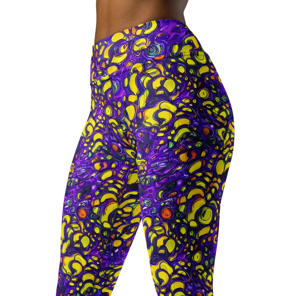Lemon Labyrinth on Yoga Leggings — Left Front