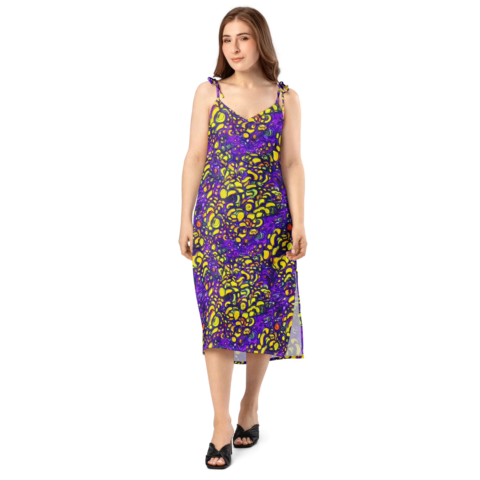 Lemon Labyrinth on Slip Dress — Front