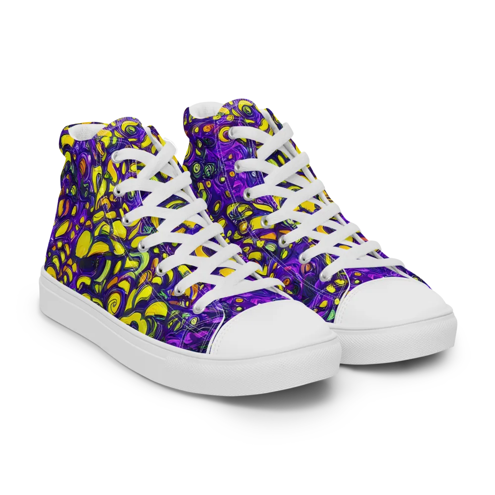 Lemon Labyrinth on Men's High Top Canvas Shoes — Right Front
