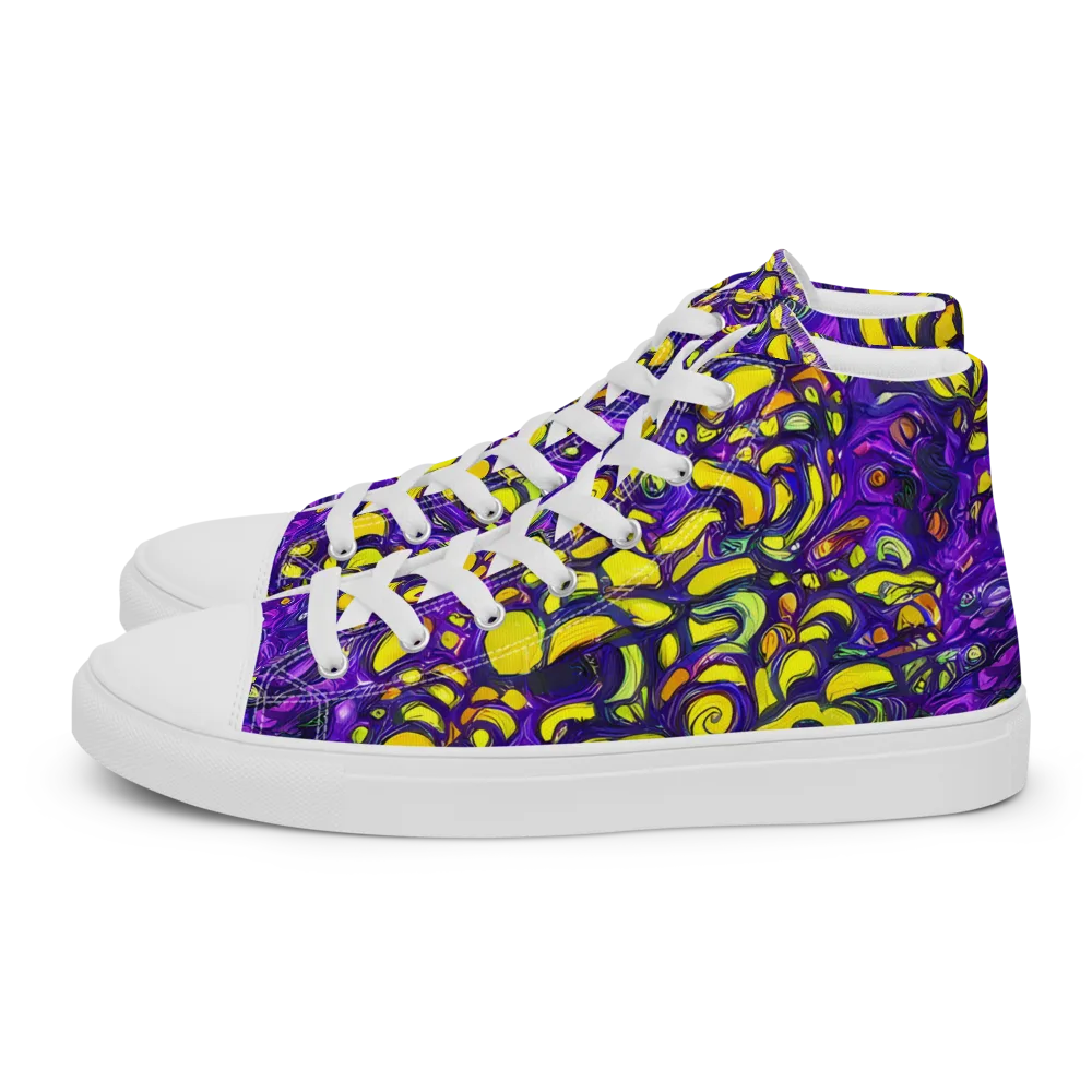 Lemon Labyrinth on Men's High Top Canvas Shoes — Left