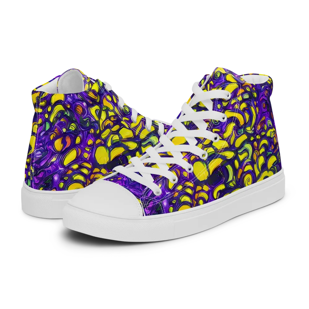 Lemon Labyrinth on Men's High Top Canvas Shoes — Left