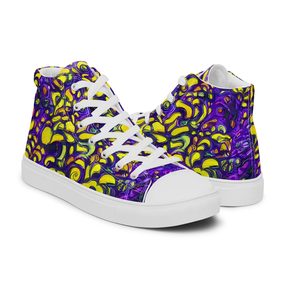 Lemon Labyrinth on Men's High Top Canvas Shoes — Right