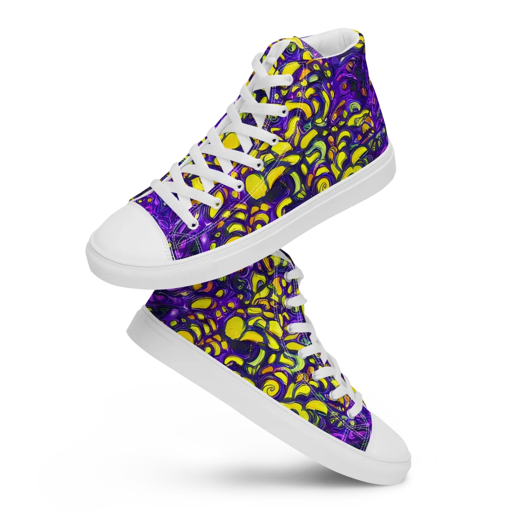 Lemon Labyrinth on Men's High Top Canvas Shoes — Front
