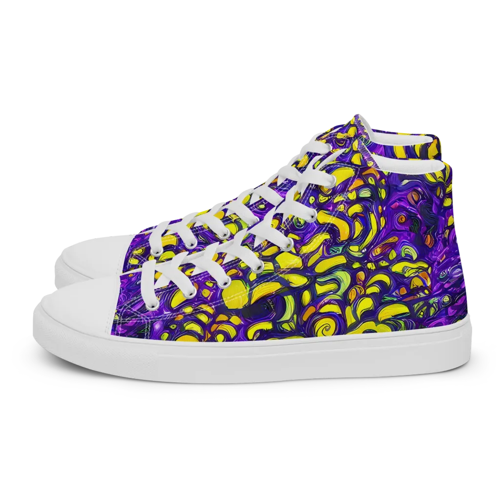 Lemon Labyrinth on Women's High Top Canvas Shoes — Left