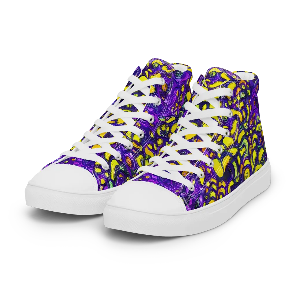 Lemon Labyrinth on Women's High Top Canvas Shoes — Left Front